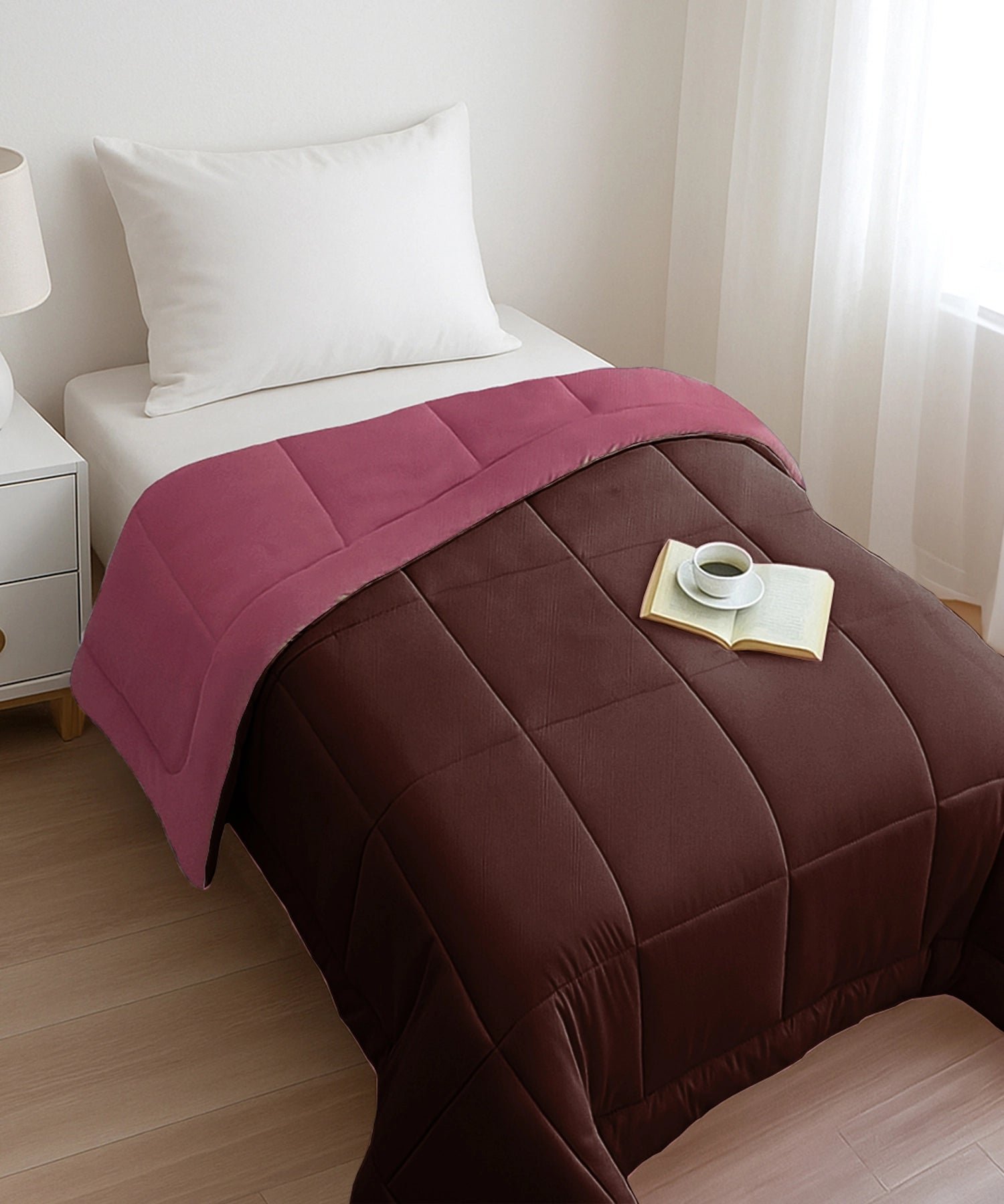 Soft Comfort Solid Single AC Comforter, Hot Choclate|200 GSM Micro Polyester|Reversible - Image 4