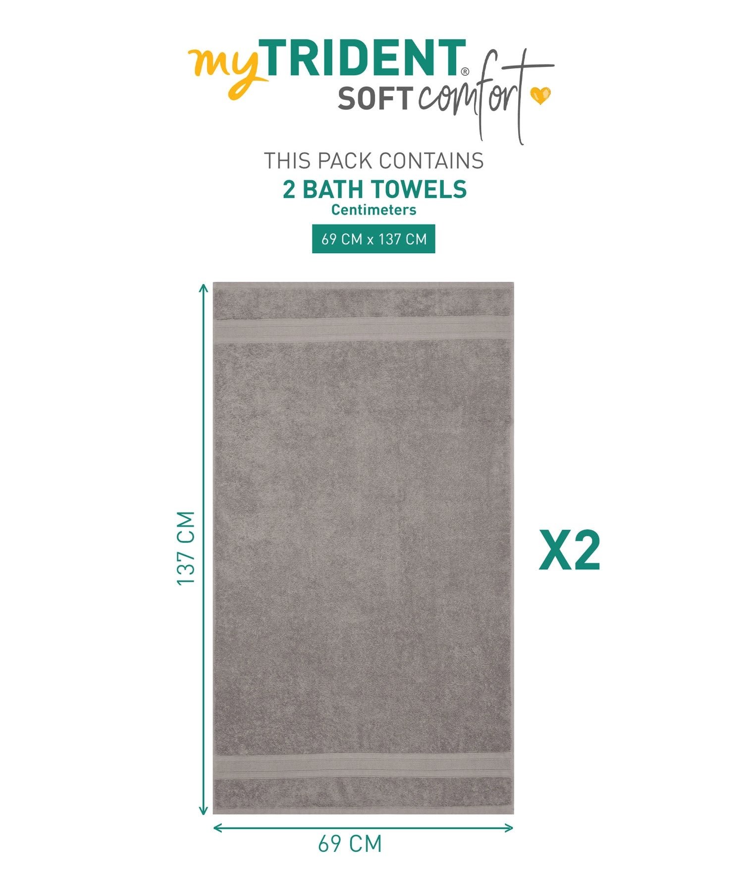 Soft Comfort 2Pc Bath Towel Set, Charcoal|509 GSM Cotton|Air Rich Technology - Image 7