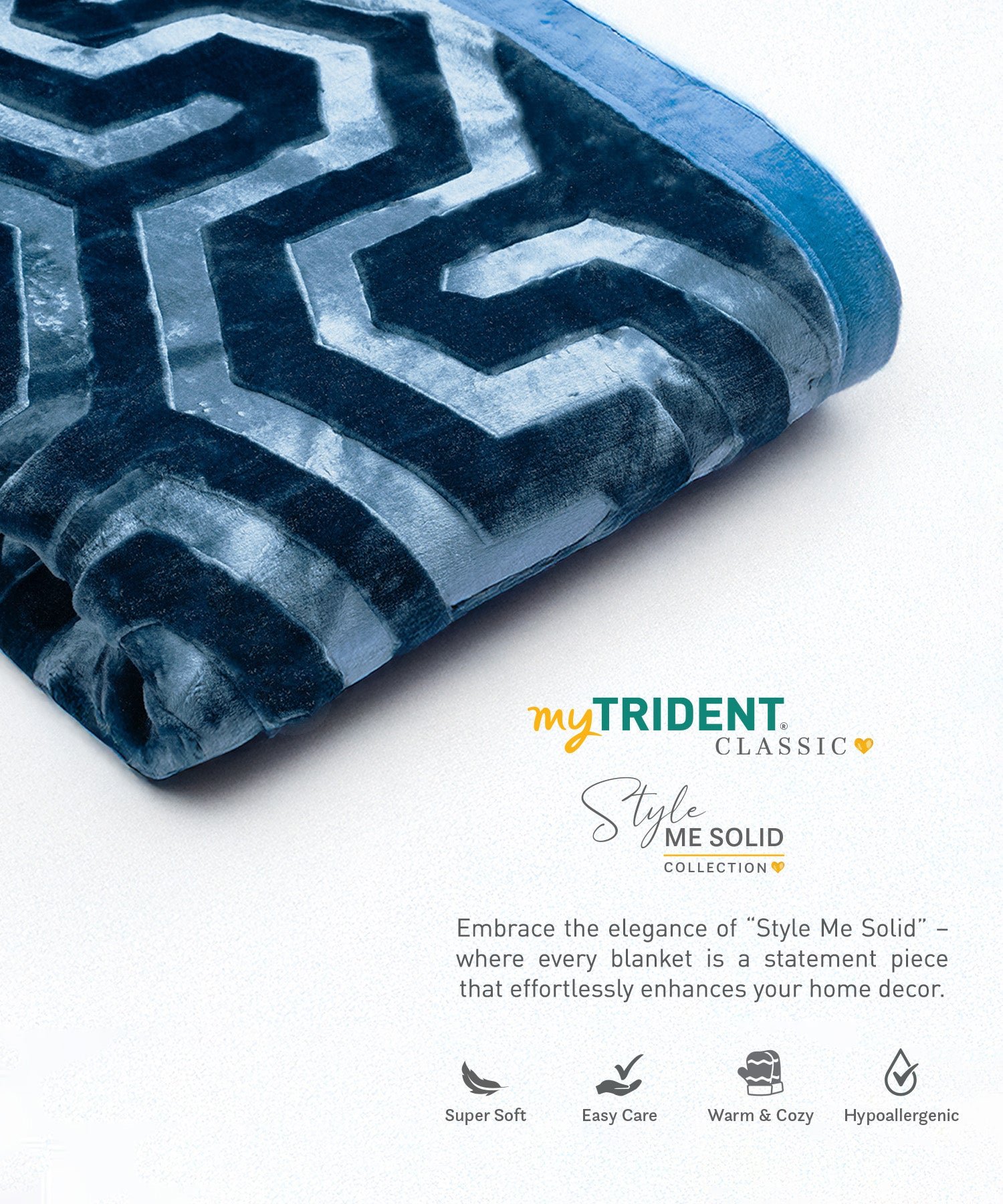 Classic Style me solid 2 ply Single Blanket, Celeste|2.6 KG - Image 3