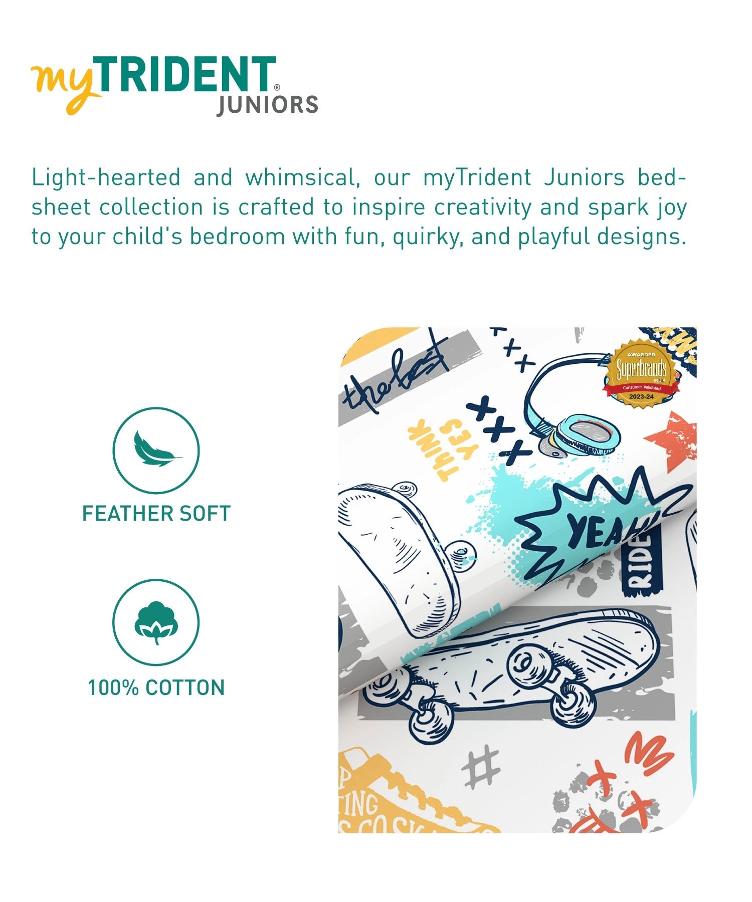 Juniors Single AC Comforter, Streetstyle Skate|144 TC Cotton - Image 7