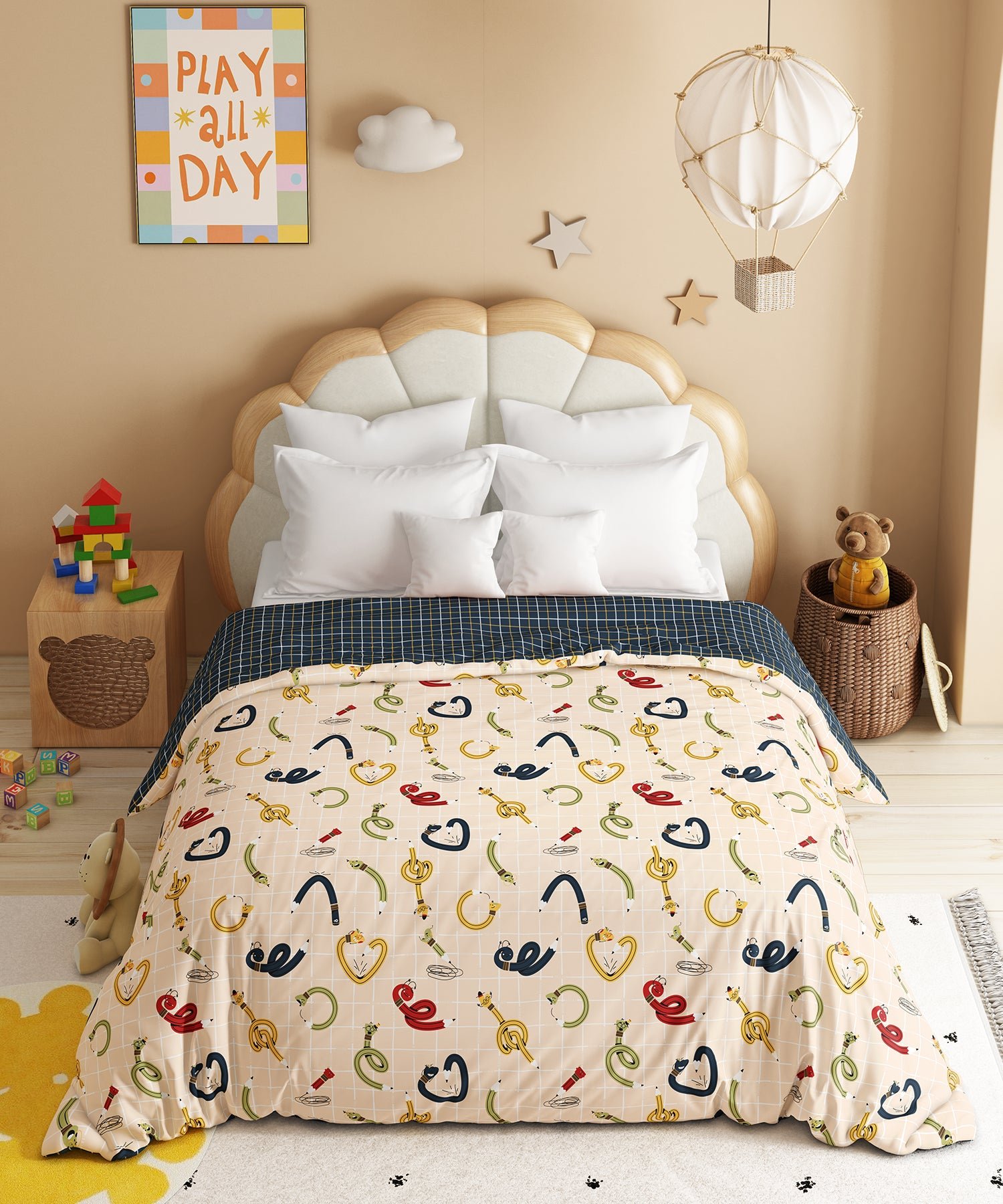 Juniors Double AC Comforter, Scribble Spot| 144TC Cotton - Image 2