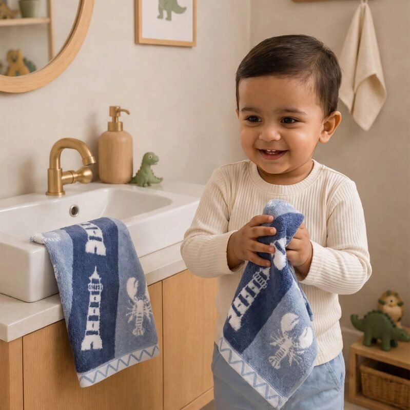 Juniors 2 Pc Hand Towel Set, Wander| 550 GSM | 100% Premium Cotton