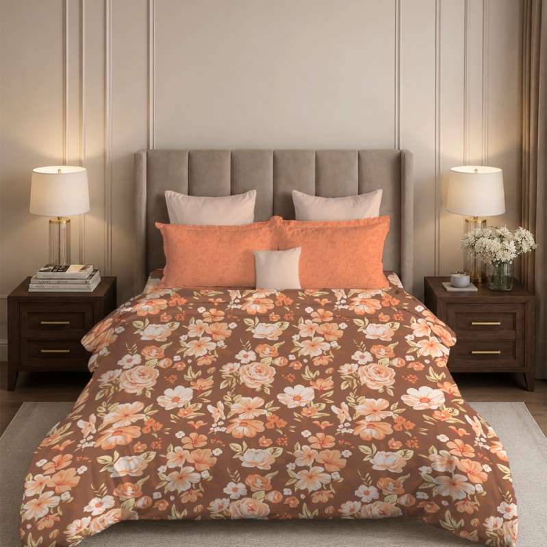 Soft Comfort King Bedsheet Set, CHARLOTTE | 180 TC Cotton|2 Pillow Covers