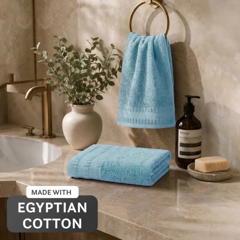 Luxe Home Egyptian Cotton 2 Pc Hand Towel Set,Tourmaline| 700 GSM | 100% Egyptian Cotton