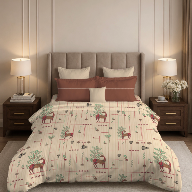 Soft Comfort King Bedsheet Set, HARINI | 180 TC Cotton|2 Pillow Covers