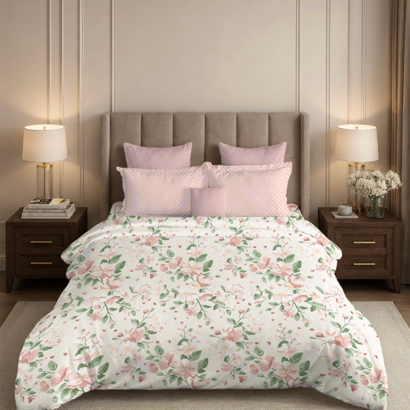 Soft Comfort King Bedsheet Set, DAISY | 180 TC Cotton|2 Pillow Covers