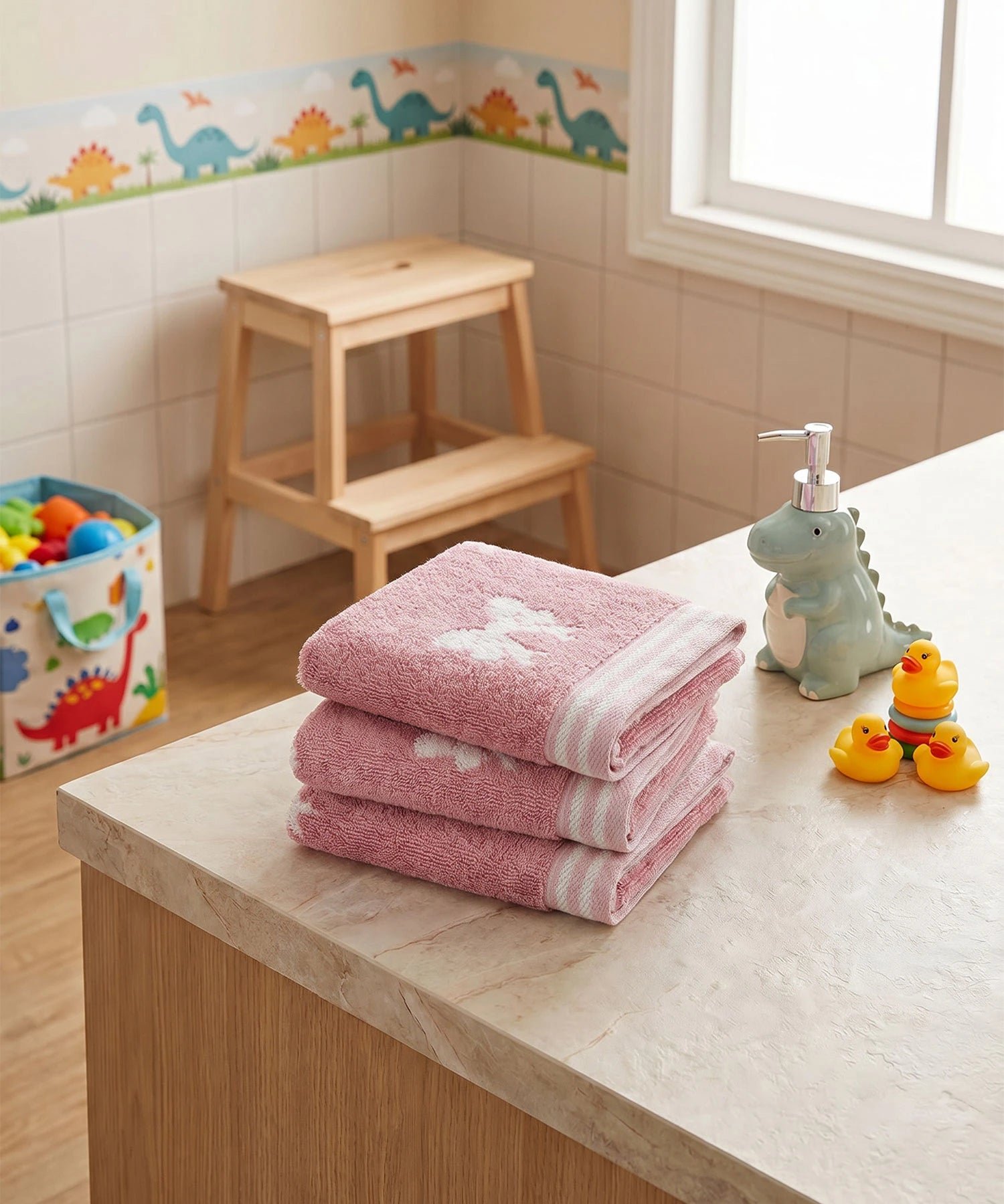 Juniors 3 Pc Face Towel Set, Bow| 550 GSM | 100% Premium Cotton - Image 2