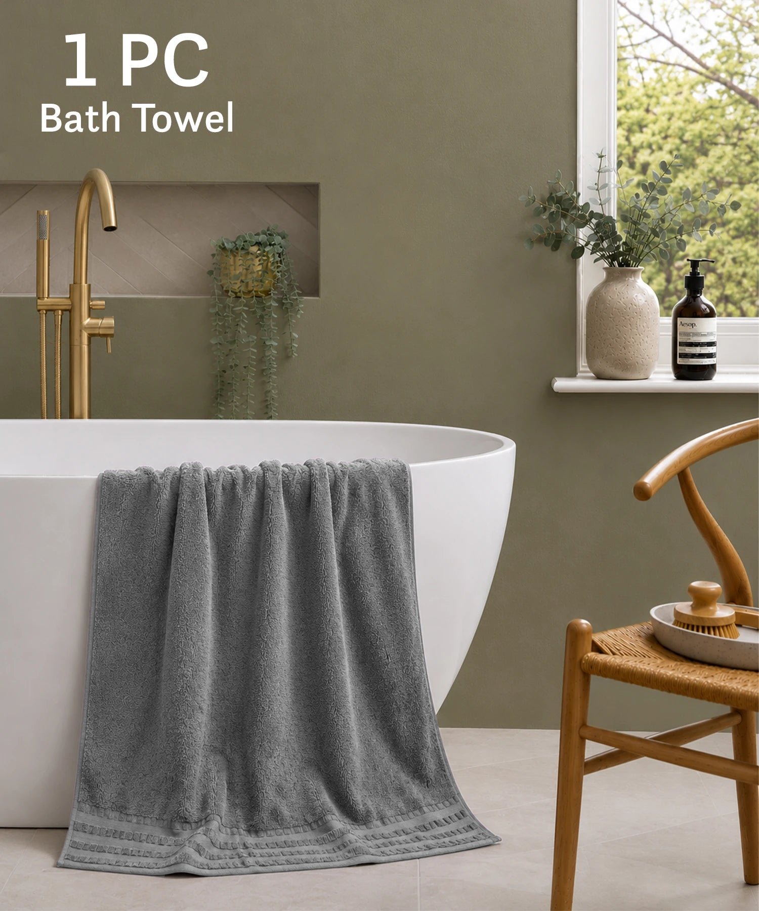Luxe Home Egyptian Cotton Bath Towel,Graphite| 700 GSM | 100% Egyptian Cotton - Image 3