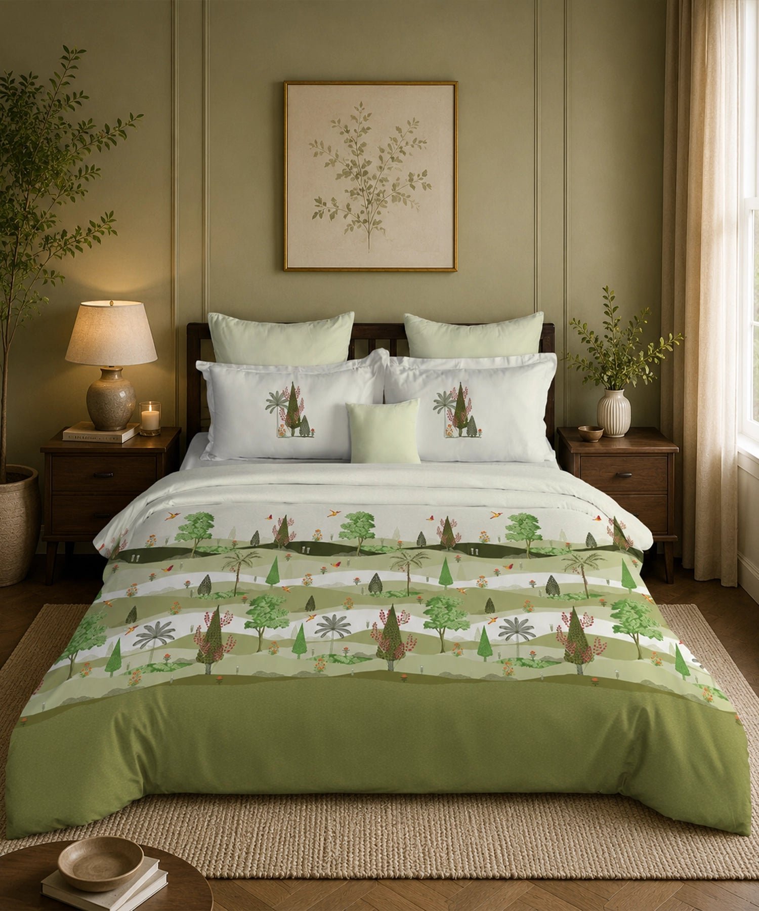 Classic Folklores King Bedsheet Set, Whispers of Vatika|210 TC Cotton| 2 Pillow Covers - Image 3