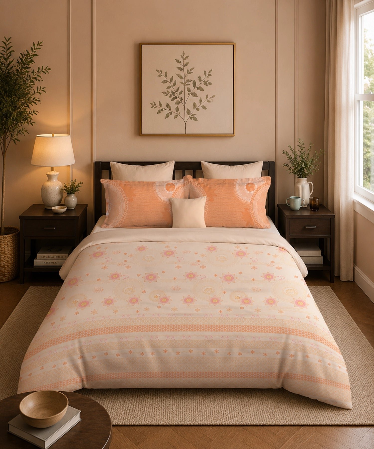 Classic Folklores King Bedsheet Set, In The Golden Hour|210 TC Cotton| 2 Pillow Covers - Image 3