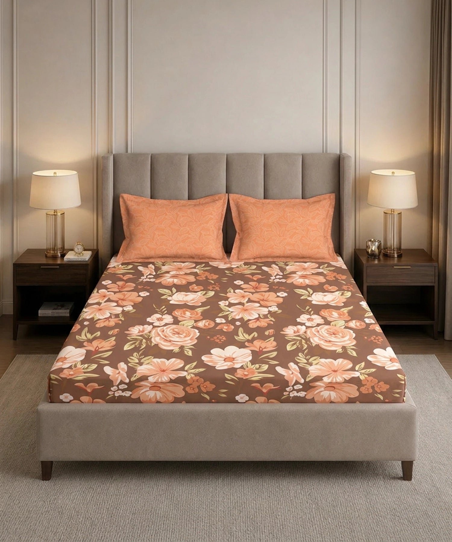 Soft Comfort King Bedsheet Set, CHARLOTTE | 180 TC Cotton|2 Pillow Covers - Image 3