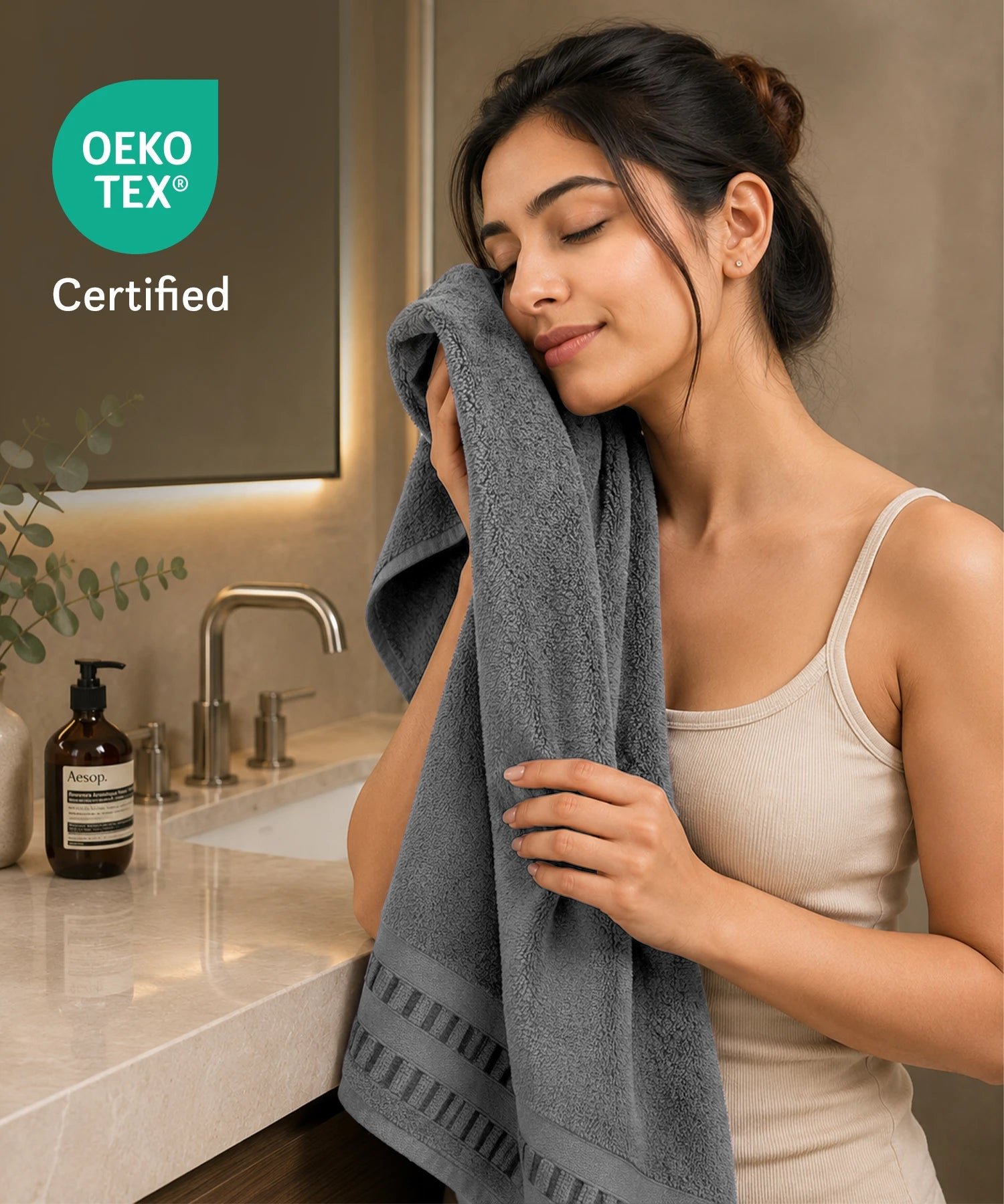 Luxe Home Egyptian Cotton Bath Towel,Graphite| 700 GSM | 100% Egyptian Cotton - Image 5