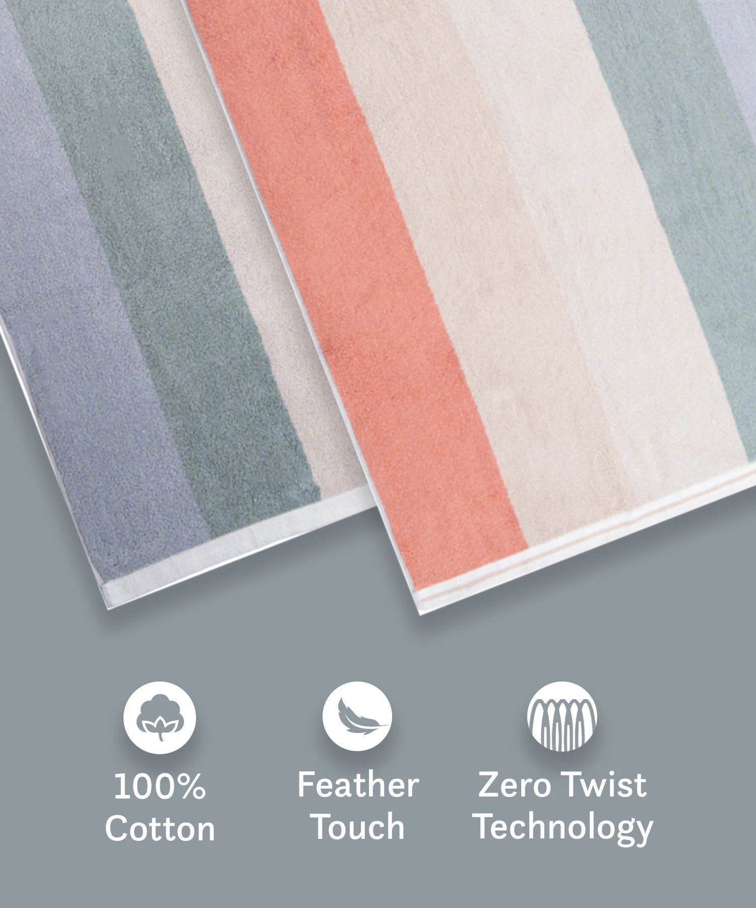 Juniors 2 Pc Hand Towel Set, Stripe| 550 GSM | 100% Premium Cotton - Image 5