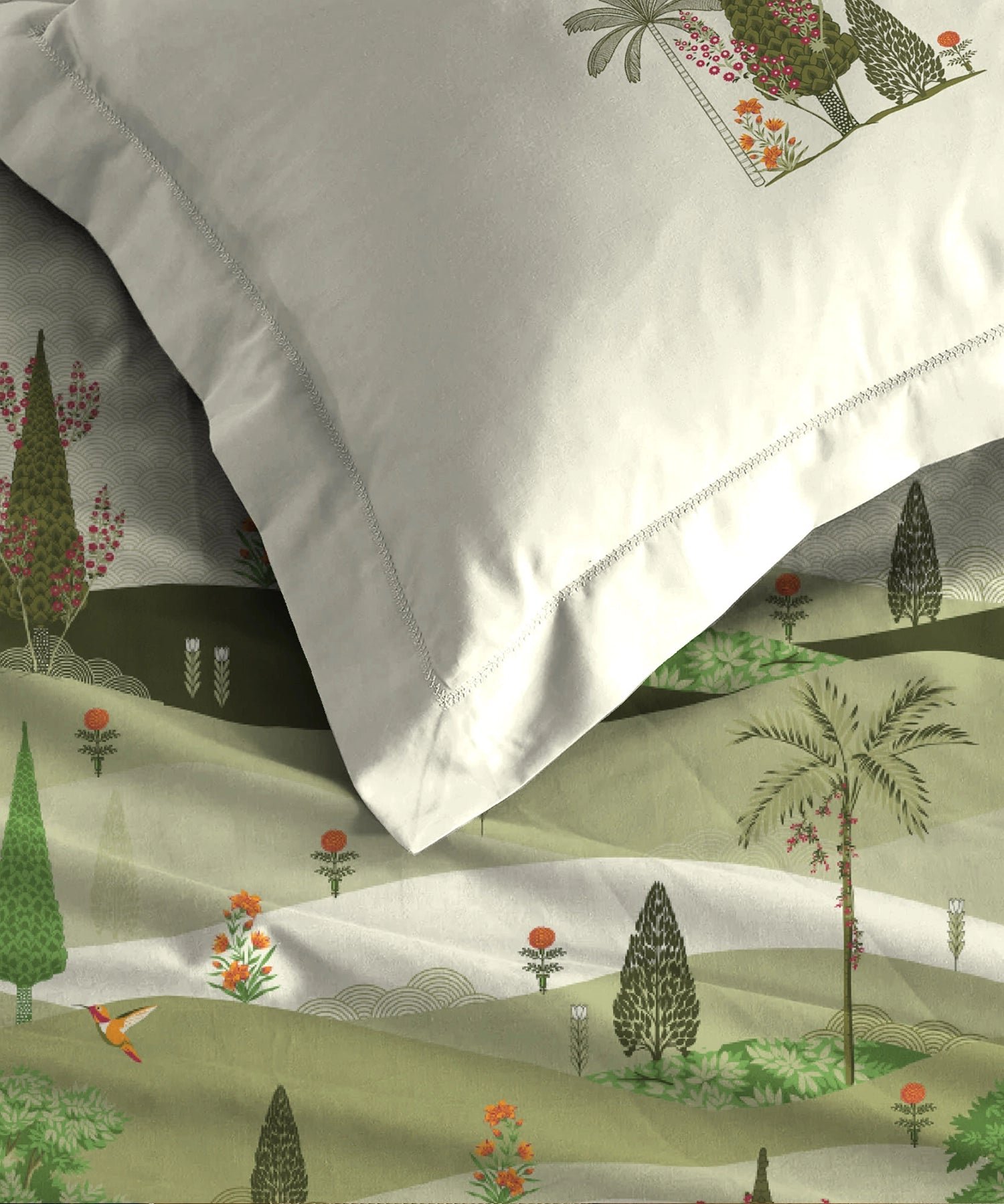 Classic Folklores King Bedsheet Set, Whispers of Vatika|210 TC Cotton| 2 Pillow Covers - Image 5