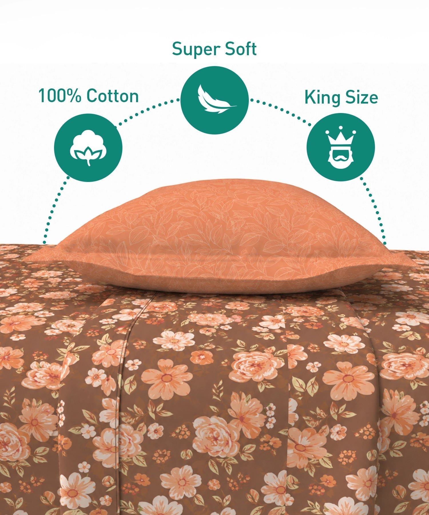 Soft Comfort King Fitted Bedsheet Set, CHARLOTTE |180 TC Cotton|2 Pillow Covers - Image 5