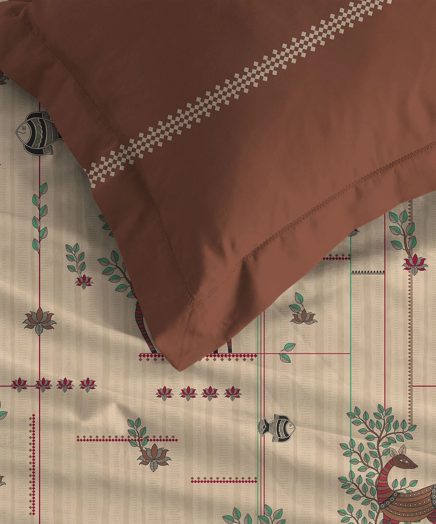 Soft Comfort King Bedsheet Set, HARINI | 180 TC Cotton|2 Pillow Covers - Image 4