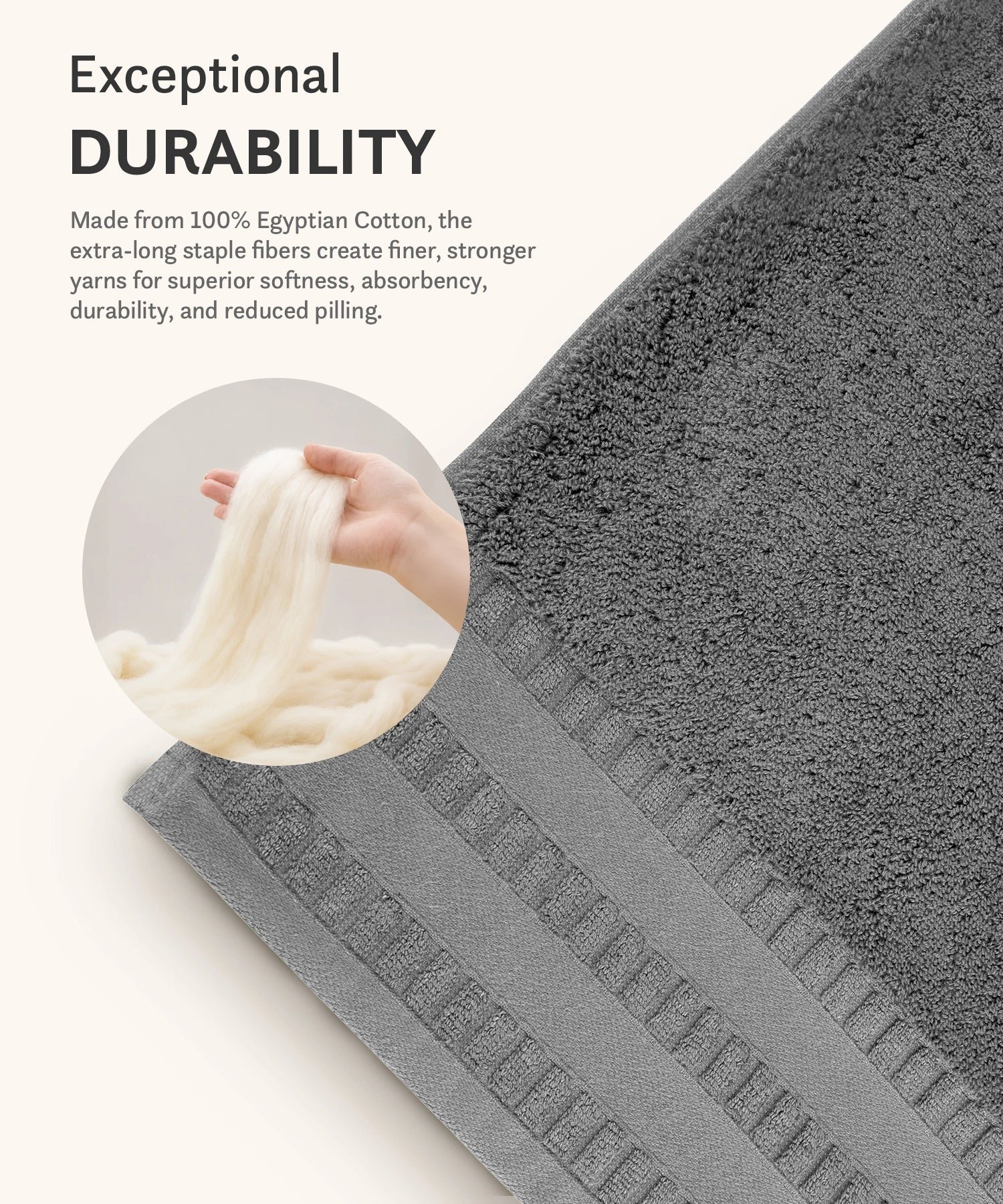Luxe Home Egyptian Cotton Bath Towel,Graphite| 700 GSM | 100% Egyptian Cotton - Image 7