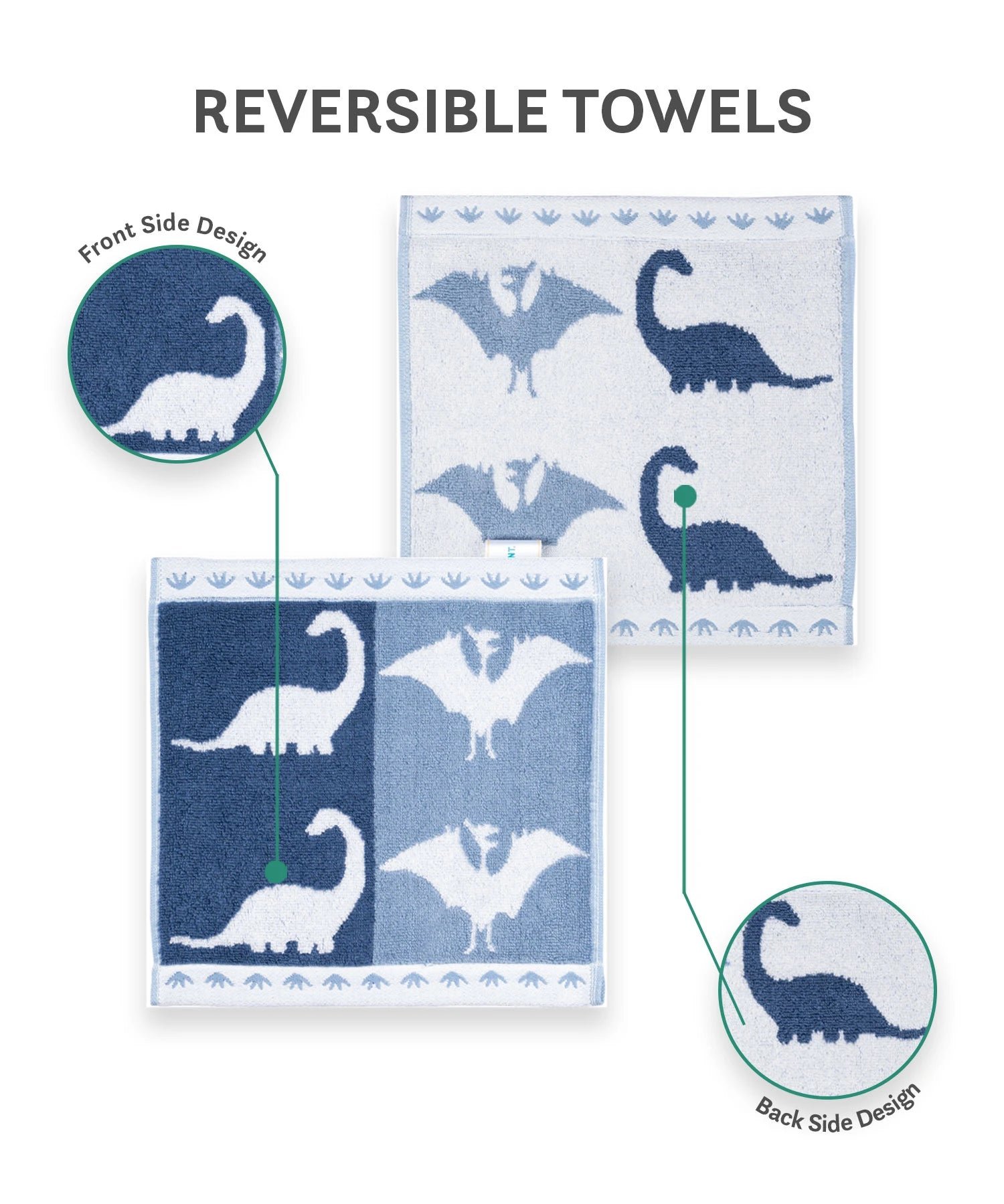 Juniors 3 Pc Face Towel Set, Dino| 550 GSM | 100% Premium Cotton - Image 6