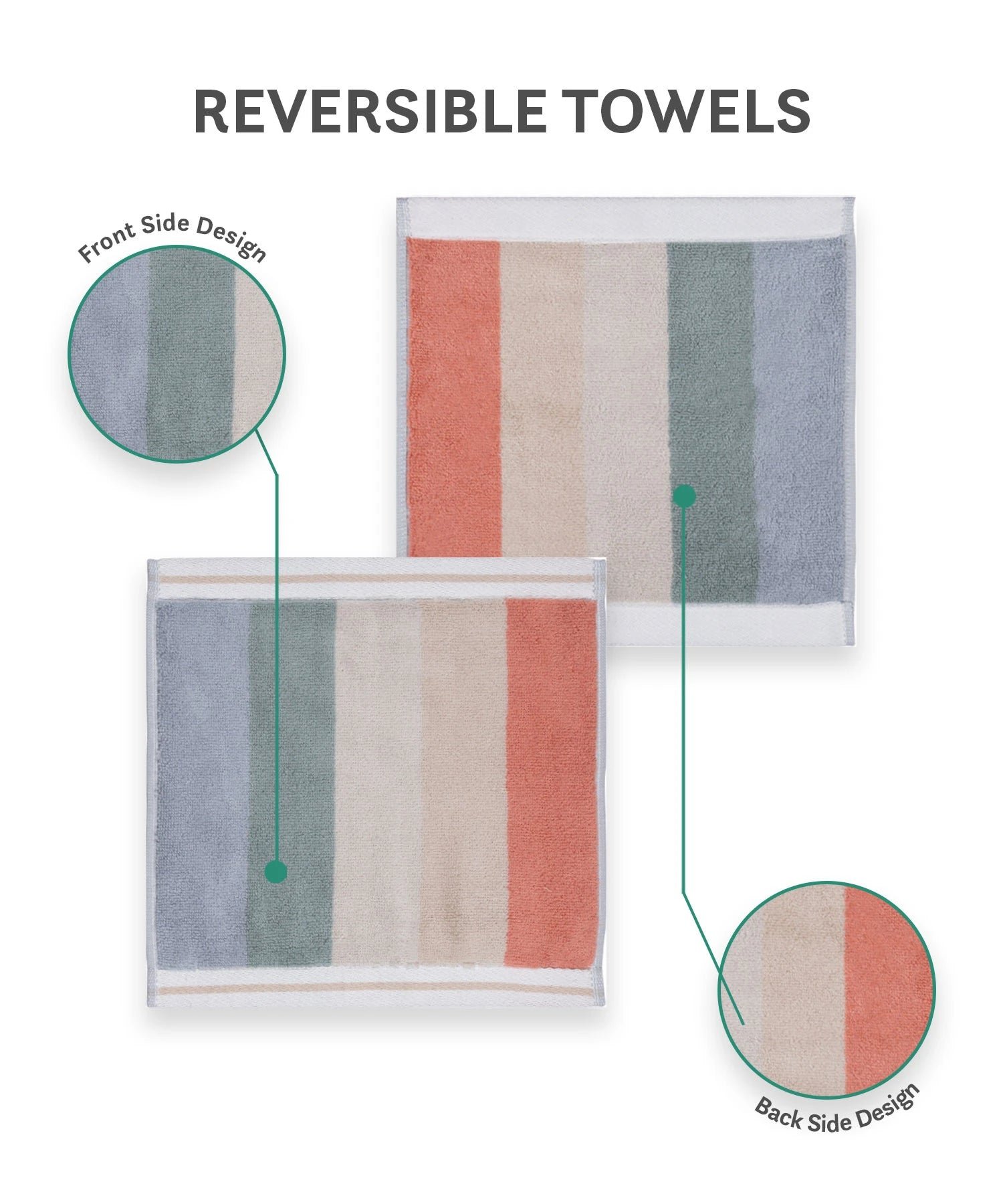Juniors 3 Pc Face Towel Set, Stripe| 550 GSM | 100% Premium Cotton - Image 6