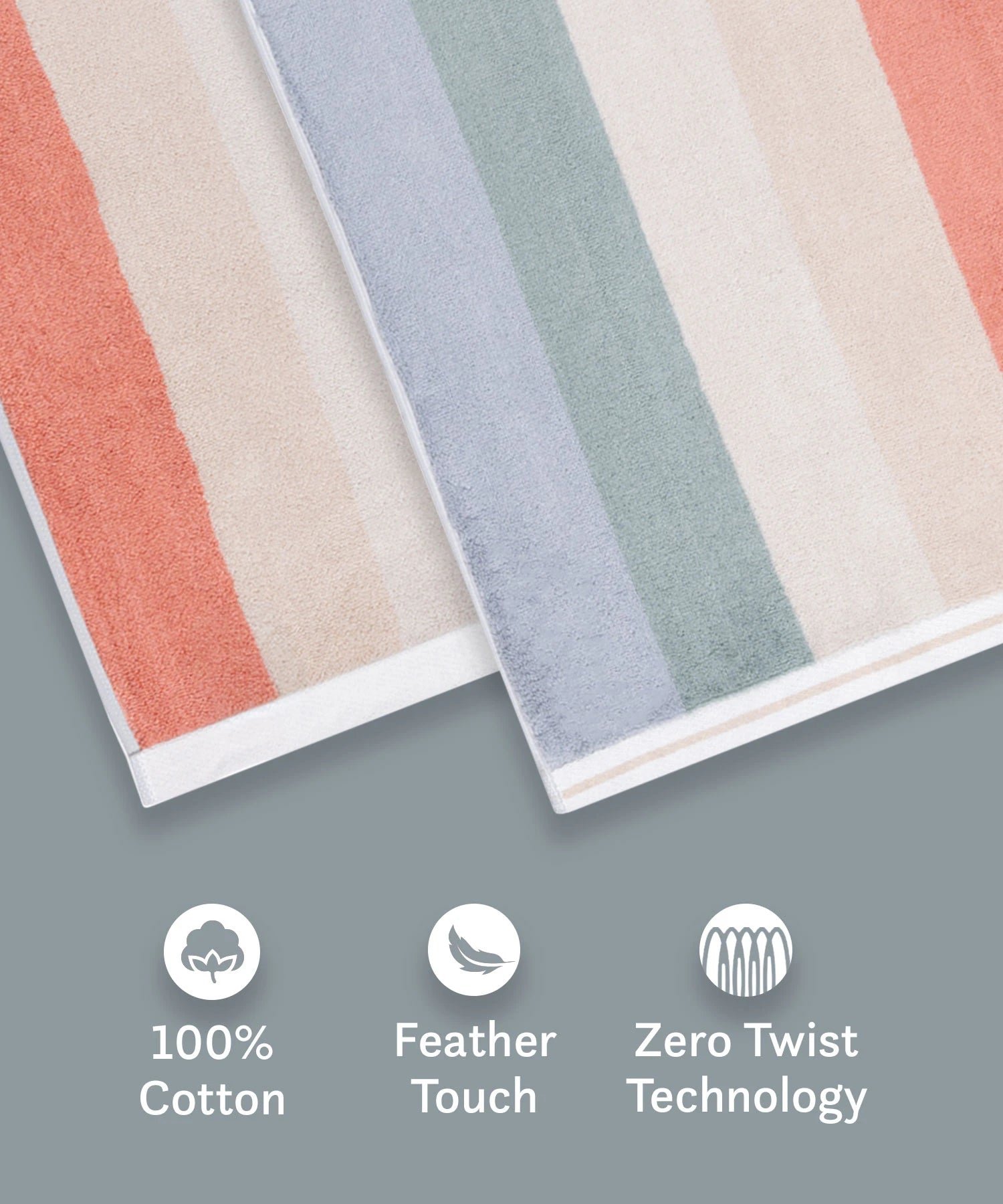 Juniors 2 Pc Hand Towel Set, Stripe| 550 GSM | 100% Premium Cotton - Image 7