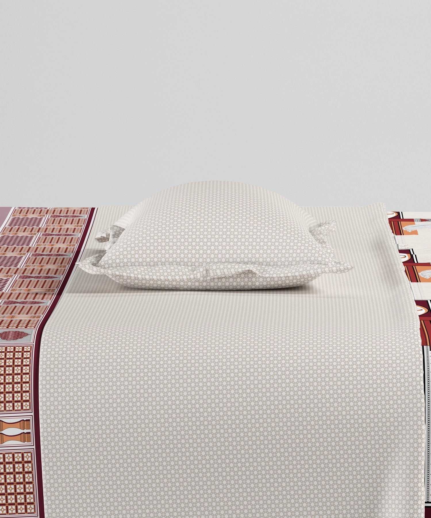 Home Essentials Namaste Bharat King Bedsheet Set, Gharonda Terracotta|144 TC Cotton| 2 Pillow Covers - Image 5