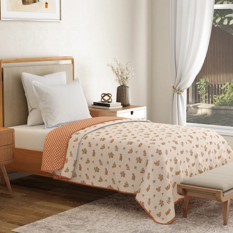 Everyday Single Dohar, Little Bloom|95 GSM Micro Polyester|Reversible