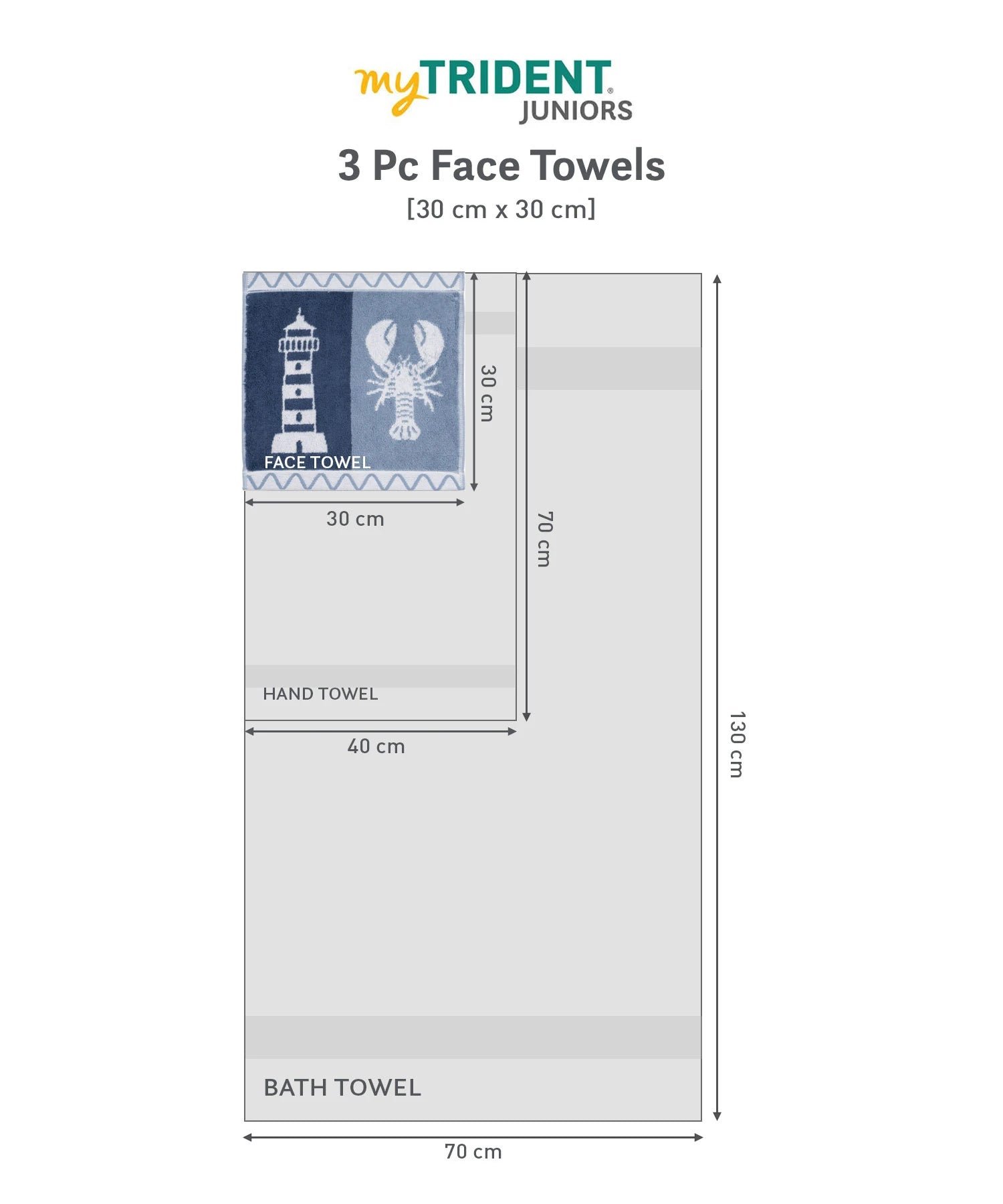 Juniors 3 Pc Face Towel Set, Wander| 550 GSM | 100% Premium Cotton - Image 7