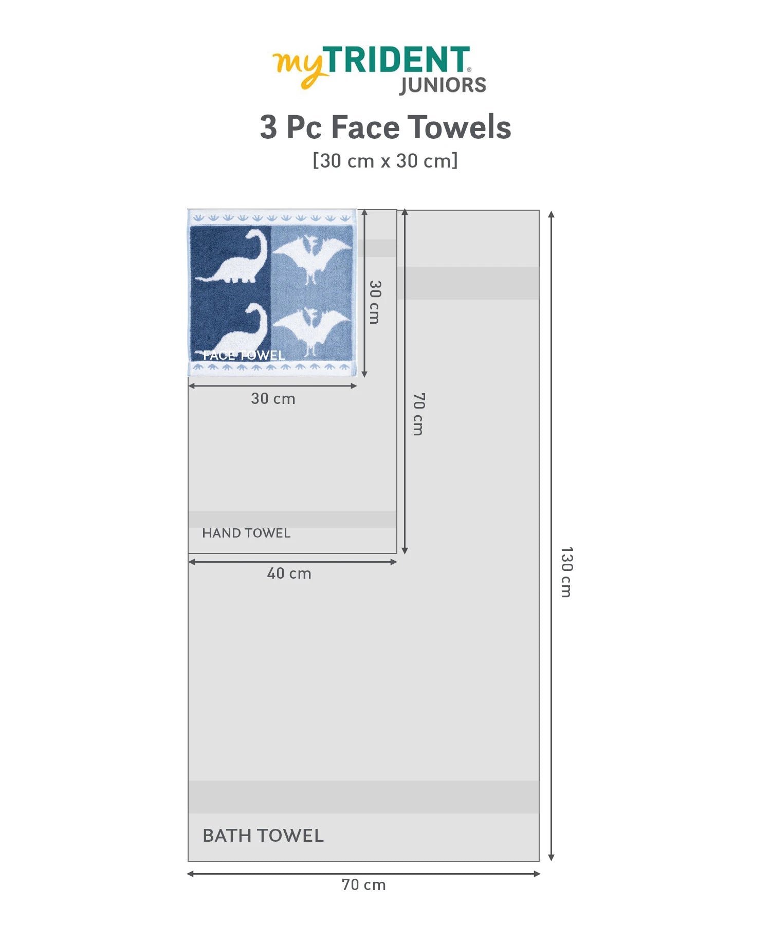 Juniors 3 Pc Face Towel Set, Dino| 550 GSM | 100% Premium Cotton - Image 7