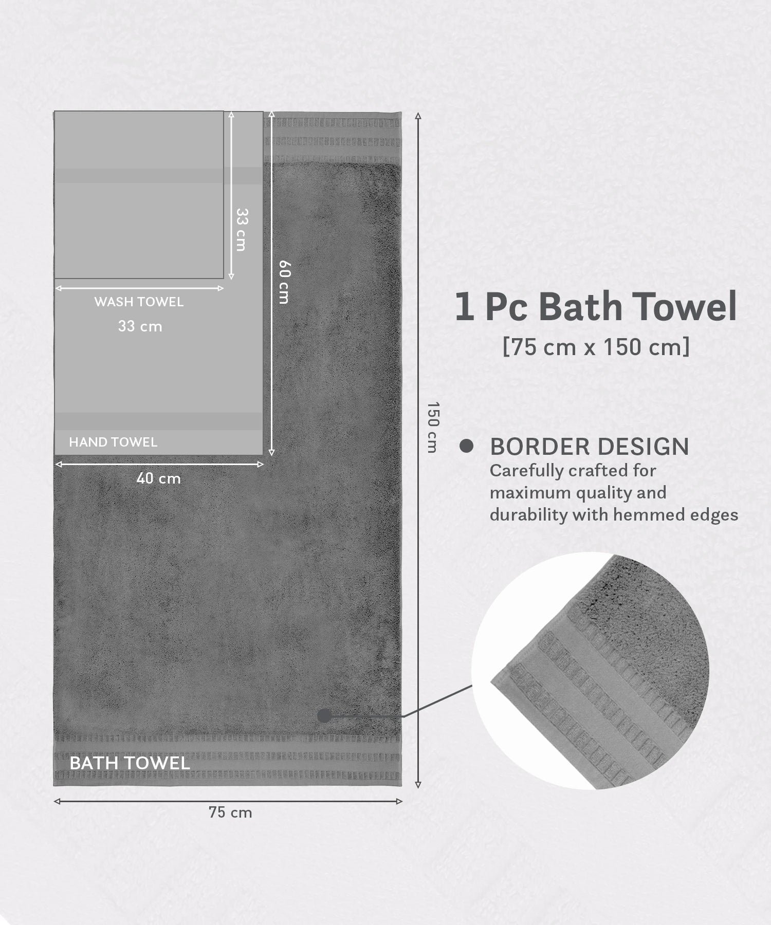 Luxe Home Egyptian Cotton Bath Towel,Graphite| 700 GSM | 100% Egyptian Cotton - Image 8