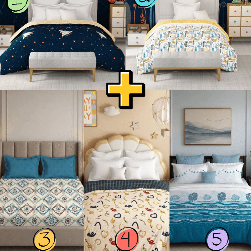 Kids & Family Bedroom Comfort Combo – Premium Bedsheets & AC Comforters Set