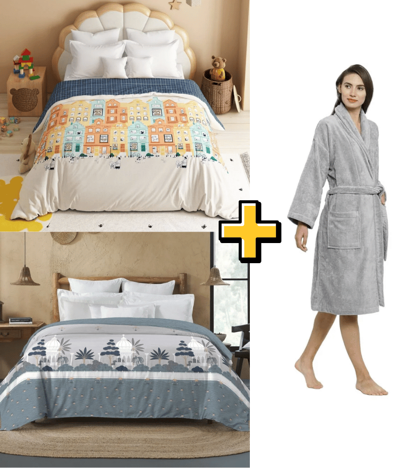 Premium Comfort & Cozy Home Combo – Bathrobe + 2 Double AC Comforters