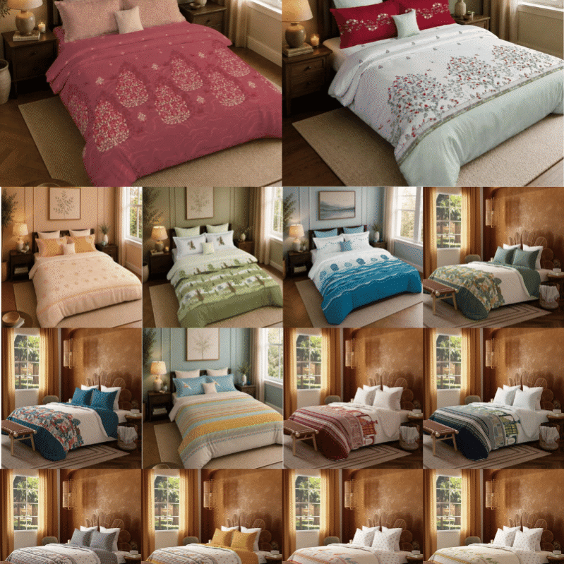 Namaste Bharat & Classic Folklores King Bedsheet Mega Combo Pack – 6 & 8 Piece Collection (King Size | Cotton | 2 Pillow Covers Each)